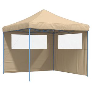 vidaXL pop op-festtelt med 2 sidev&aelig;gge foldbart beige
