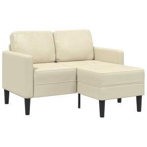 vidaXL 2-personers sofa med chaiselong L-formet 125cm kunstl&aelig;der creme
