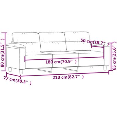 vidaXL 3-personers sofa 180 cm mikrofiberstof lysegrå