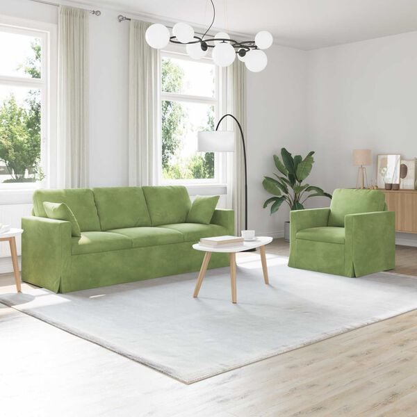 vidaXL Sofa S&aelig;t 2 pcs Lys gr&oslash;n 198 x 78 x 80 cm Fl&oslash;jl