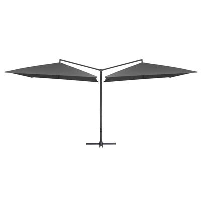 vidaXL dobbelt parasol med stålstang 250x250 cm antracitgrå