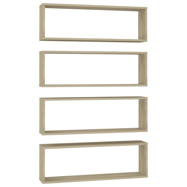 vidaXL v&aelig;ghylder 4stk. 80x15x26,5cm kubeform konstrueret tr&aelig; sonoma-eg