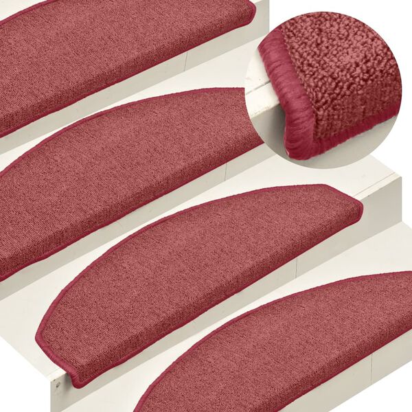 vidaXL trappemåtter 15 stk. 65 x 24 x 4 cm bordeaux halvrund store