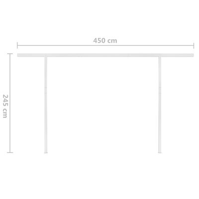 vidaXL markise med stolper 4,5x3 m automatisk betjening antracitgrå