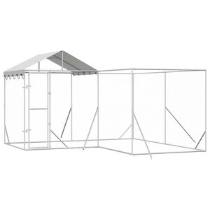 vidaXL udend&oslash;rs hundeg&aring;rd med tag 4x4x2,5 m galvaniseret st&aring;l s&oslash;lv