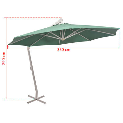 vidaXL hængende parasol 350 cm grøn aluminiumsstang