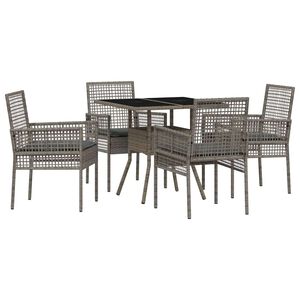 vidaXL Have Spisebordss&aelig;t 5 stk. Gr&aring; polyrattan