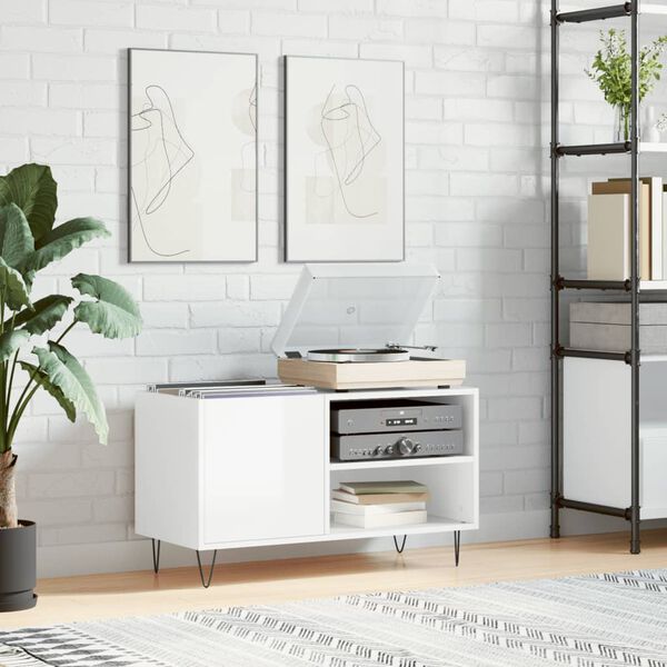 vidaXL vinylskab 85x38x48 cm konstrueret træ hvid højglans