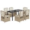 vidaXL spisebordss&aelig;t til haven 7 dele med hynder polyrattan beige