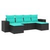 vidaXL havesofas&aelig;t med 6 hynder sort polyrattan