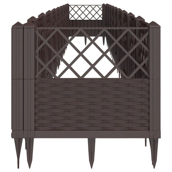 vidaXL plantekasse med spyd 362,5x42,5x28,5 cm PP brun