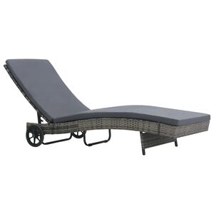 vidaXL liggestol med hjul og hynde polyrattan antracitgr&aring;