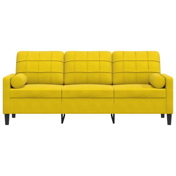 vidaXL 3-personers sofa med pyntepuder 180 cm velour gul