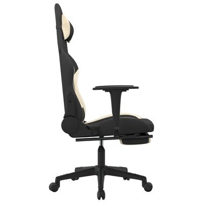 vidaXL gamingstol med fodstøtte stof sort og cremefarvet