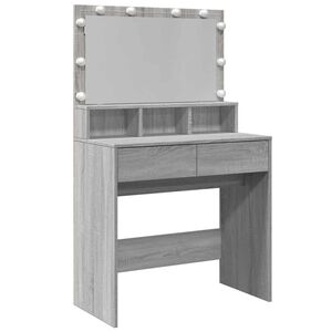 vidaXL makeupbord med LED-lys 80x41x134,5 cm gr&aring; sonoma-eg