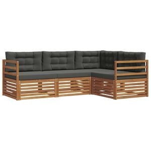 vidaXL Udend&oslash;rs sofagruppe med pude 4 pcs Naturlig og Antracit