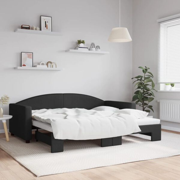 vidaXL daybed med udtr&aelig;k 90x190 cm stof sort