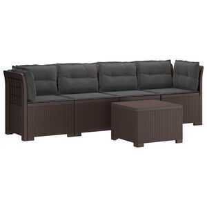 vidaXL 4-personers have-sofa med puder i rattan-look PP Brun