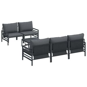 vidaXL Havesofa S&aelig;t med pude 6 pcs Sort St&aring;l
