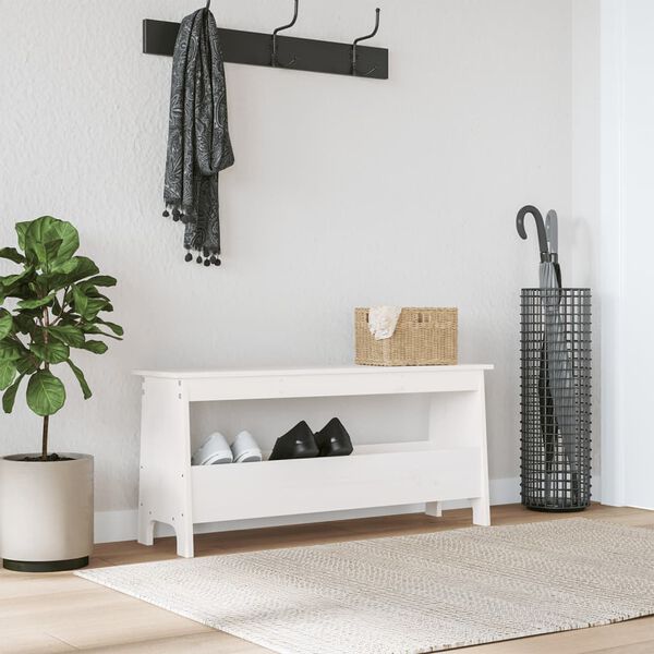 vidaXL entrébænk hvid 100x28x45 cm massivt træ fyrretræ