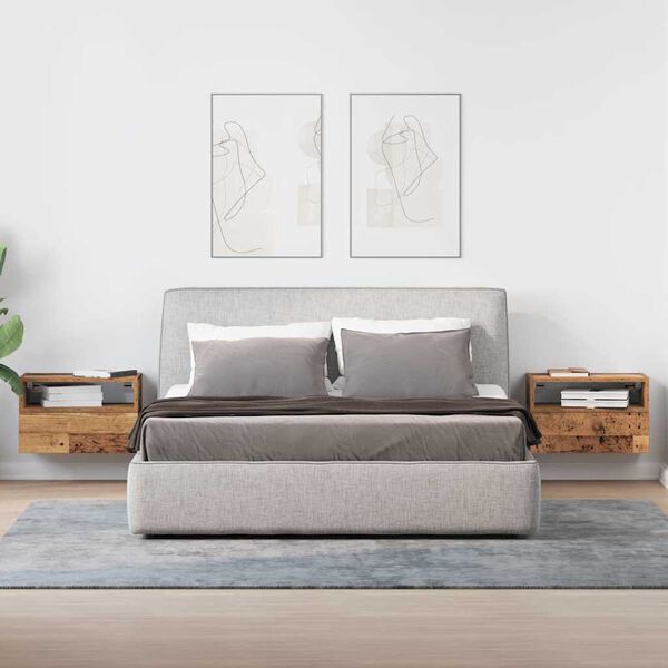 vidaXL v&aelig;gh&aelig;ngte sengeborde 2 stk. 45x26x28,5 cm antikt tr&aelig;look