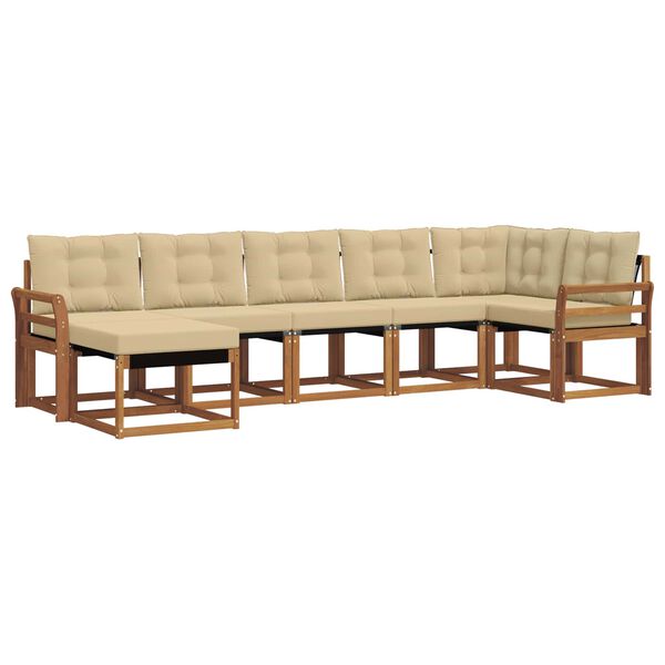 vidaXL Udend&oslash;rs sofagruppe med pude 7 pcs Naturlig og Beige
