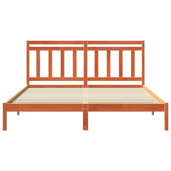 vidaXL Sengestel Voks brun 205,5 x 185,5 x 100 cm Massivt fyrretr&aelig;