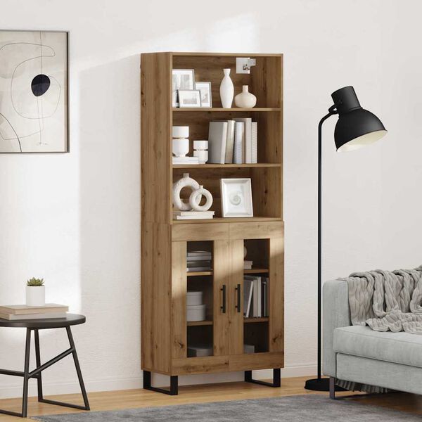 vidaXL Highboard Artisan Egetr&aelig; 69,5 x 34 x 180 cm Konstrueret tr&aelig;