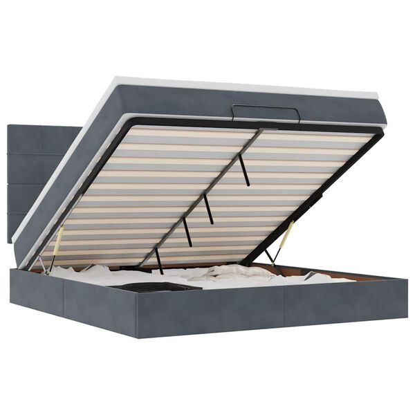 vidaXL osmannisk sengeramme med madrasser 180x200 cm fl&oslash;jl m&oslash;rkegr&aring;