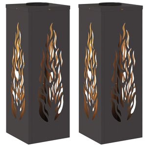 vidaXL Solar LED sti lys 2 pcs Sort Koldvalset St&aring;l