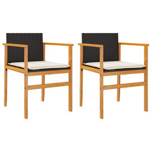 vidaXL havestole 2 stk. med hynder polyrattan og massivt tr&aelig; sort