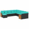vidaXL 11-delt havesofas&aelig;t med hynder sort polyrattan