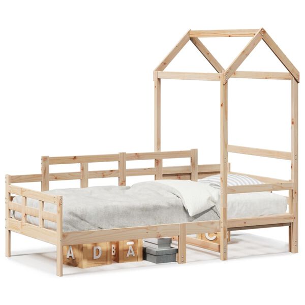 vidaXL daybed med tag 90x190 cm massivt fyrretræ