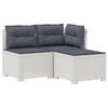 vidaXL 3-personers havensofa med puder i rattanlook PP Hvid