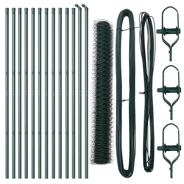 vidaXL Hegnsp&aelig;l Gr&oslash;n 25 x 1 m (50 mm mesh) St&aring;l