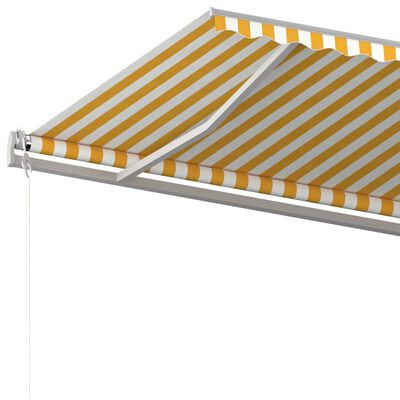 vidaXL markise m. LED 6x3,5 m manuel betjening gul og hvid