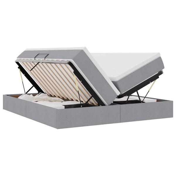 vidaXL Seng med opbevaring og madras Lysegr&aring; 200 x 200 cm Polyester