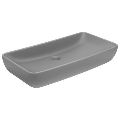 vidaXL luksuriøs håndvask 71x38 cm rektangulær keramik mat lysegrå