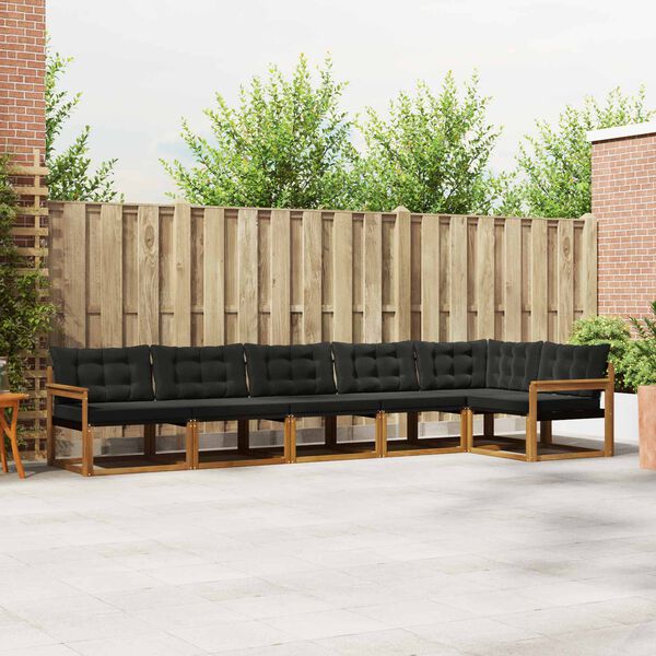 vidaXL Udend&oslash;rs sofagruppe med pude 6 pcs Naturlig og sort