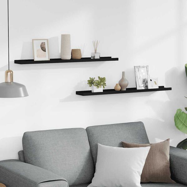 vidaXL gallerihylder 2 stk. 80x9x3 cm MDF sort