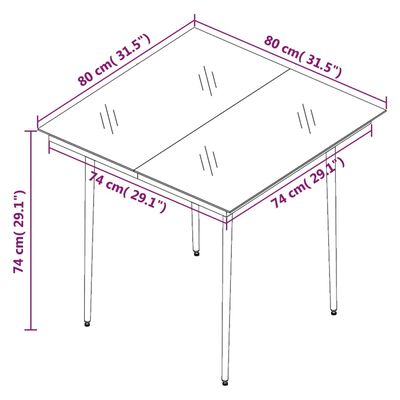 vidaXL spisebordssæt til haven 5 dele med hynder polyrattan og glas