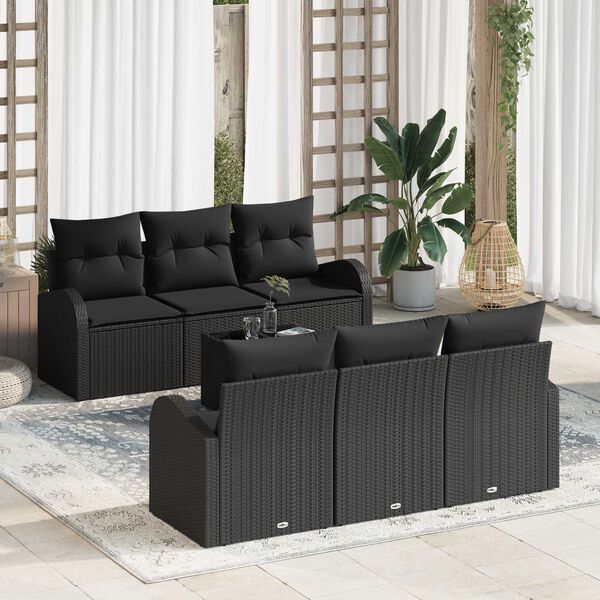 vidaXL Havesofa S&aelig;t Sort 55 x 55 x 37 cm polyrattan