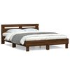 vidaXL sengeramme med sengegavl 150x200 cm konstrueret tr&aelig; brunt eg
