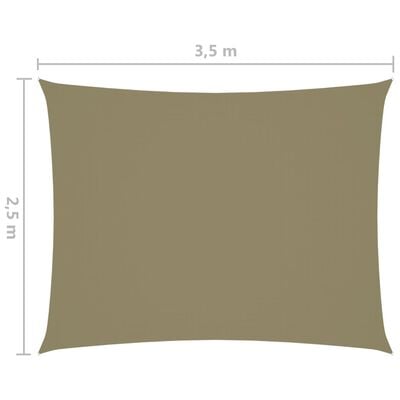 vidaXL solsejl 2,5x3,5 m rektangulær oxfordstof beige