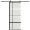vidaXL skyded&oslash;r med hardwares&aelig;t 90x205 cm ESG glas sort