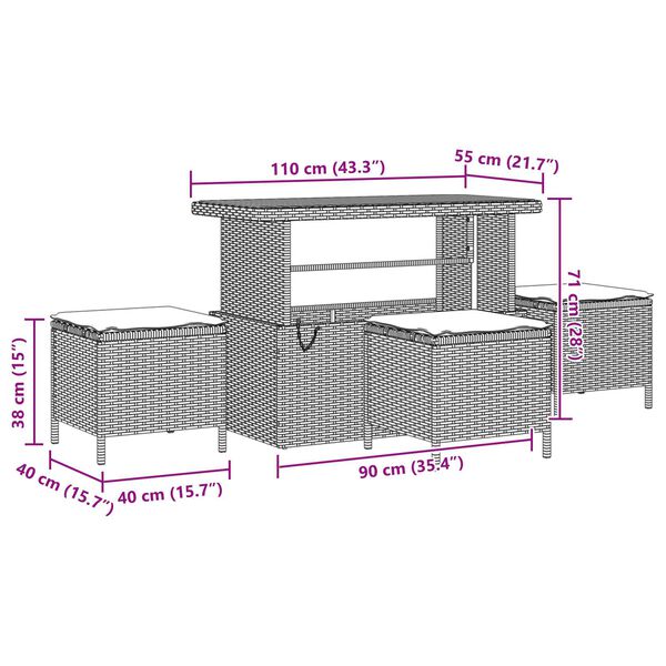 vidaXL Havesofa Sæt 14 pcs Grå og mørkegrå Stor Poly rattan og Metal