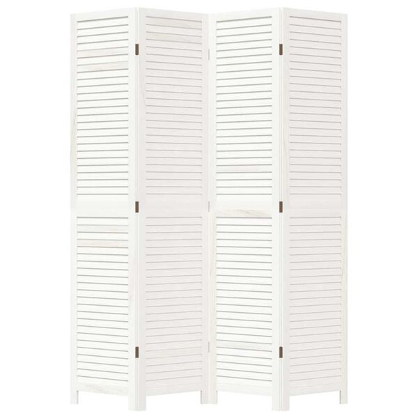 vidaXL rumdeler 4 paneler massivt kejsertr&aelig; hvid