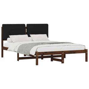 vidaXL Sengestel med Polstret Hovedgavl M&oslash;rkebrun og Sort 160 x 200 cm