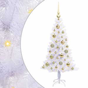 vidaXL Kunstigt juletr&aelig; med 150 LED'er Hvid 120 cm PVC og St&aring;l