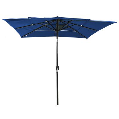 vidaXL parasol med aluminiumsstang i 3 niveauer 2,5x2,5 m azurblå